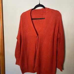 Orange Oversized Cardigan Sweater